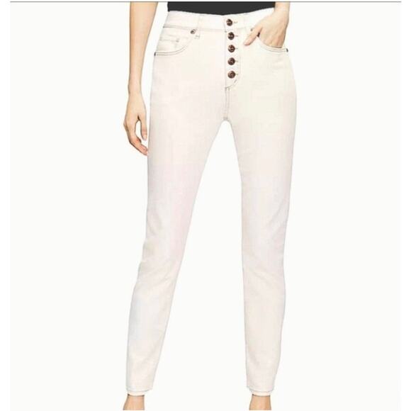 NWOT LOFT Off White High Rise Button Fly Skinny Leg Jeans Size 10 - Picture 1 of 10